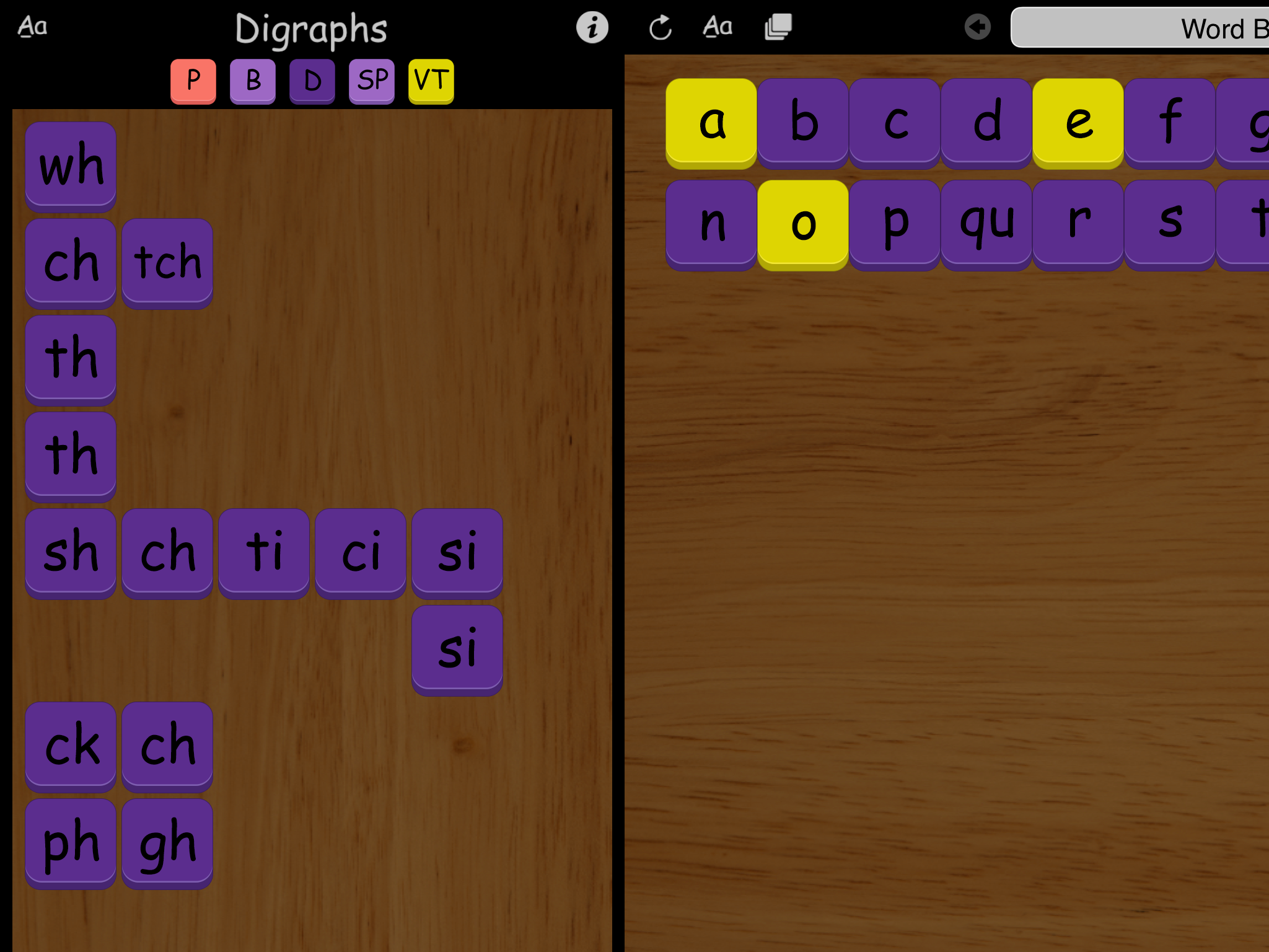 TacTilesApp - Digraphs Pallet