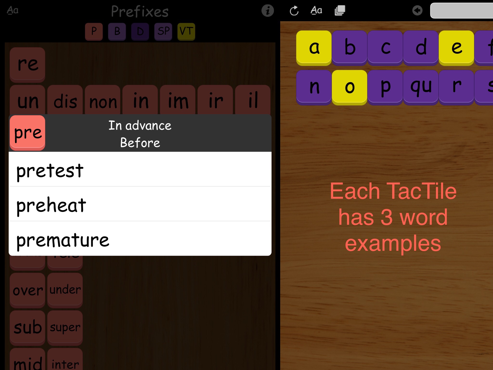 TacTilesApp - Definitions and Word Examples